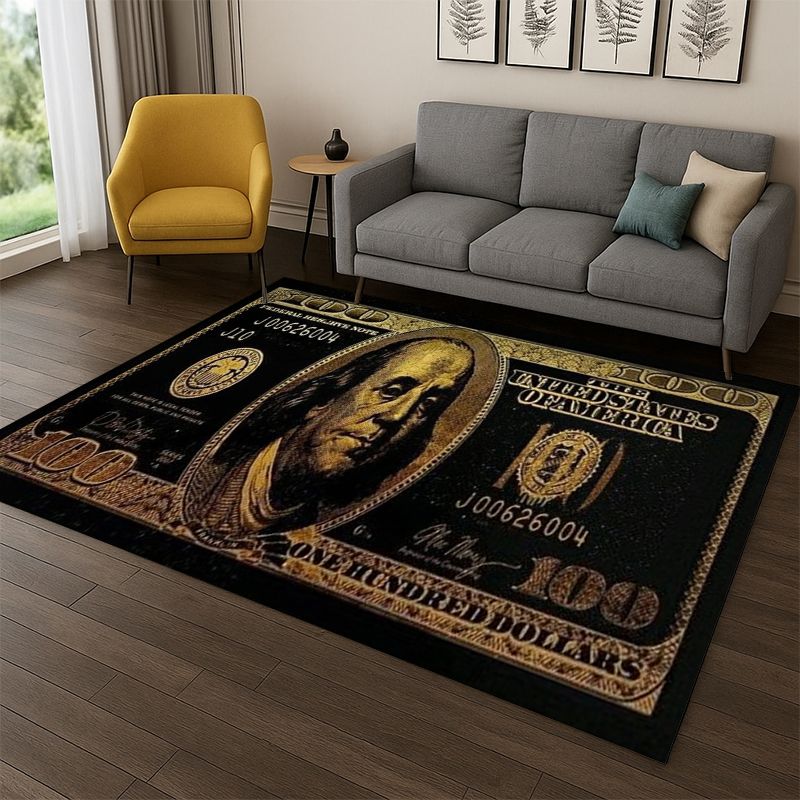 Kids Outdoor Area - Cartoon Dollar Euro Money Rich Carpet